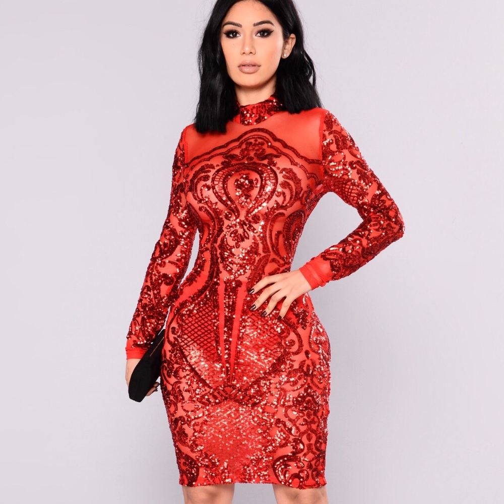 Red sequin dress
